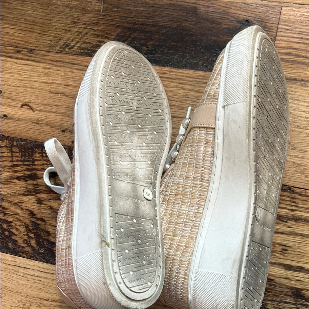 Alex Marie Tan Woven Sneakers with Pearl Accents size 7